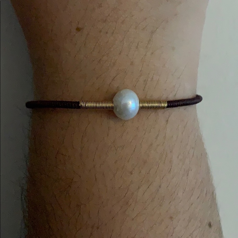 Alvaro Avila Bracelet with Pearl - Brown